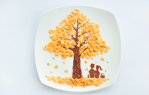 Golden Autumn Tree ( Made of cornflakes and Nutella.)
