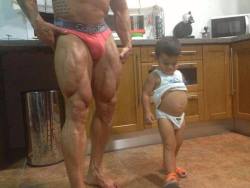 male-fitblr:  rippedbeast:  The kid is bulking, lol   &lsquo;GH gut&rsquo;