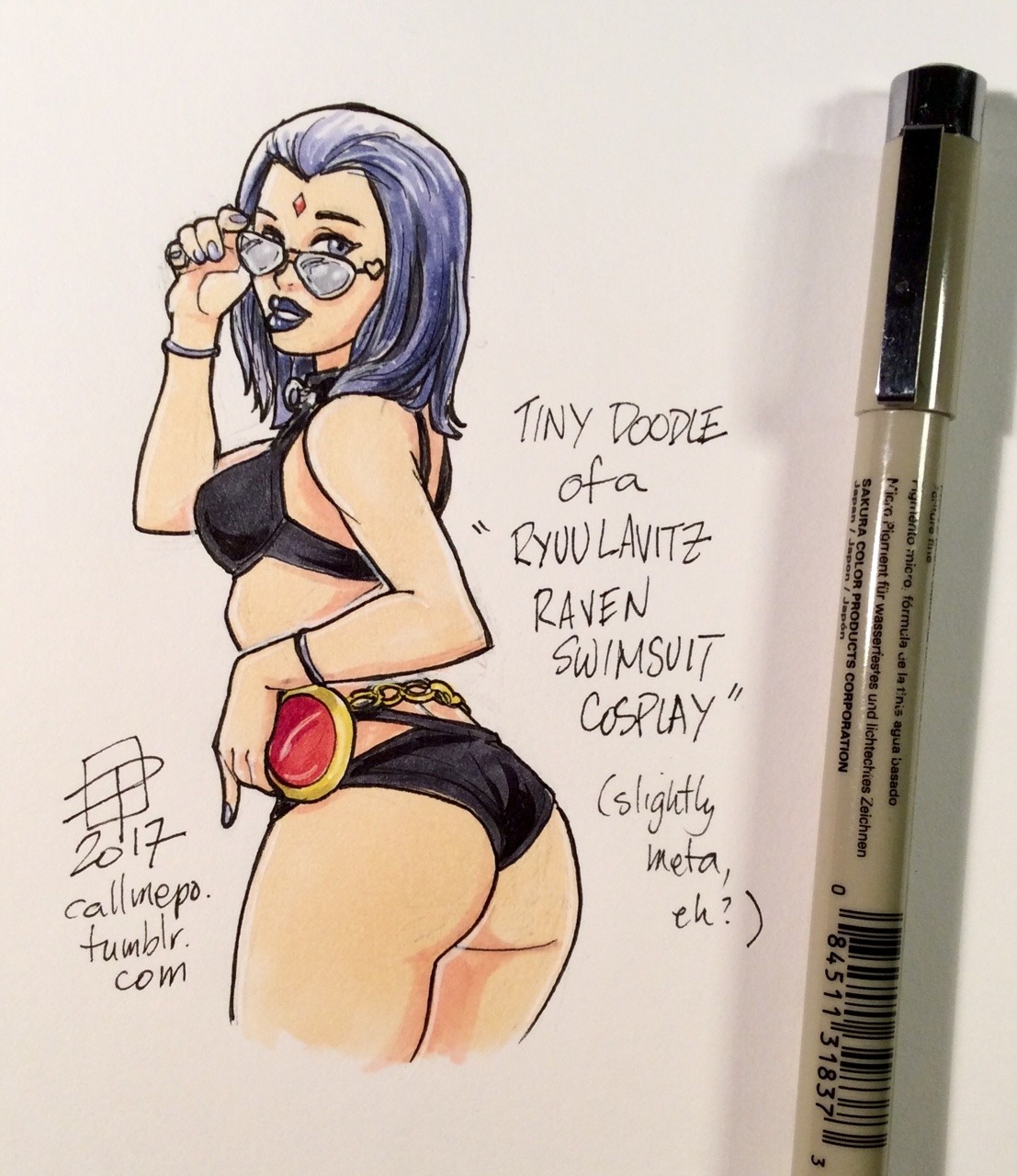 callmepo: Tried something different… a tiny doodle of Raven in a swimsuit referenced