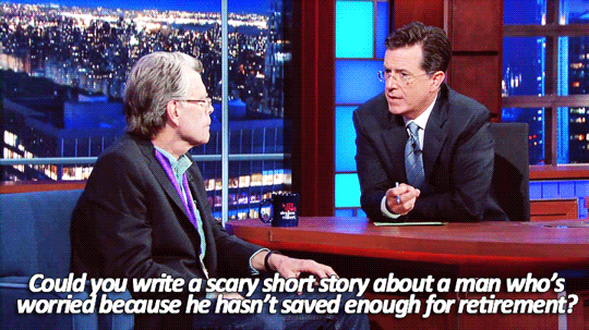 jimjampageykins:  sandandglass:  Stephen Colbert and Stephen King concoct a scary story  Best Trump shade I’ve seen so far 