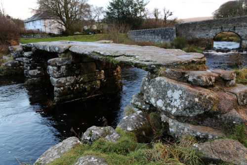 East Dart or Postbridge Clapper Bridge, Dartmoor, 27.12.17.The exact date of construction of this br