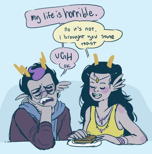 poidkea:feferi has no sympathy for your whiny ass but here’s some toast. that will keep you busy.