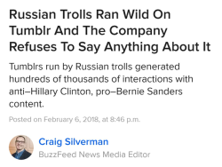 buttshapedpillow: karaswisher:  karaswisher:  some personal news  turns out the real russian trolls really might’ve been the friends we made along the way  tldr: russian propaganda right here on tumblr was trying to make you hate hillary clinton :)