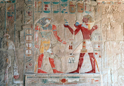 Hieroglyphic decorations from the temple of the 18th Dynasty female pharaoh Hatshepsut (r. ca. 1479-