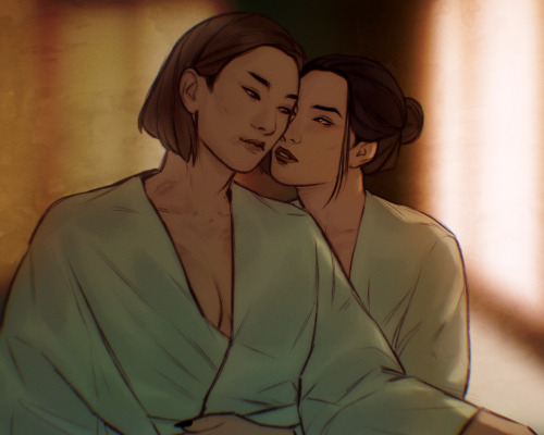 sword-over-water:“Letting your wife wake up cold and alone, aren’t you ashamed?”“Says the firebender that hogged all the blankets last night.”Firelord Azula on a vacation with her wife Suki.Yes, I am still on this ship and would like others