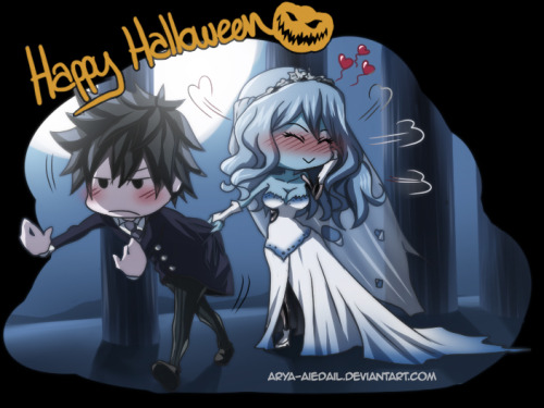 arya-aiedail:  - You may kiss the Bride - Happy Gruvia Halloween!!Inspired by film the Corpse Bride 