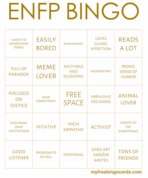 lsfp: Extrovert Mbti Bingo *not mine Lol