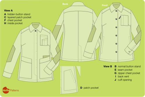 Waffle Patterns pdf sewing patterns / Komugi Over shirt