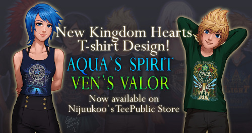 nijuukoo:   Aqua and Ven now have designs available on my TeePublic! More sad silhouettes to wear! (ﾉ◕ヮ◕)ﾉ*:･ﾟ✧ YAHHHH TWO DESIGNS!! I love how these turned out, I absolutely adore Ven’s colour scheme and it’s up there on my top 3