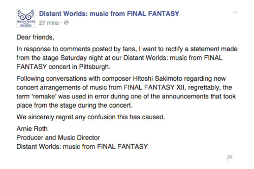 finalfantasyxv: On Saturday, August 1st, Distant Worlds conductor Arnie Roth claimed that a Final Fa
