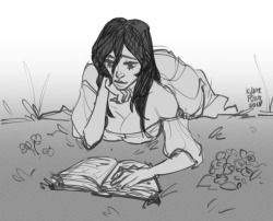 Saltyconch:doodle Of Rose Reading A Book.