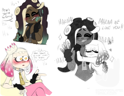 beanapocalypse: I real stand up bean by the name of @the-kings-vengeance has commissioned a bunch of PearlxMarina doodles so brace yourself. We’re entering the sappholopod zone. Please reblog if you can. 