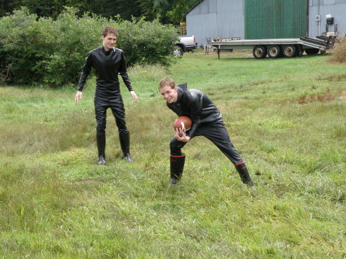 pigboysshowcase:  Pigboys tossin’ around the ol’ pigskin. Pigboys 5: Pi Iota Gamma, copyright Brian Douglas Ahern SHARE and REPOST 