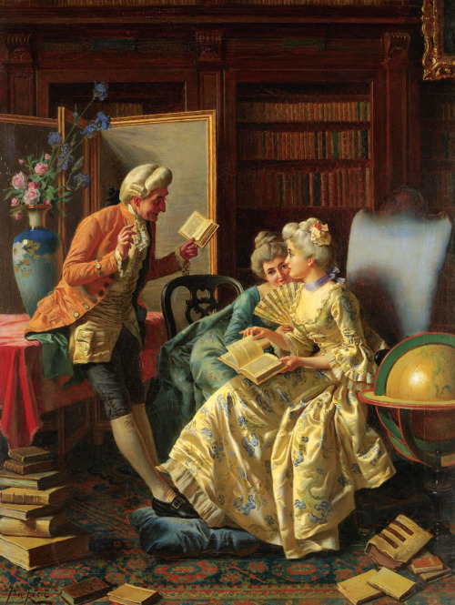 In the Library. Pio Ricci (Italian, 1850-1919). Oil on canvas.Ricci was a student of the Accademia d