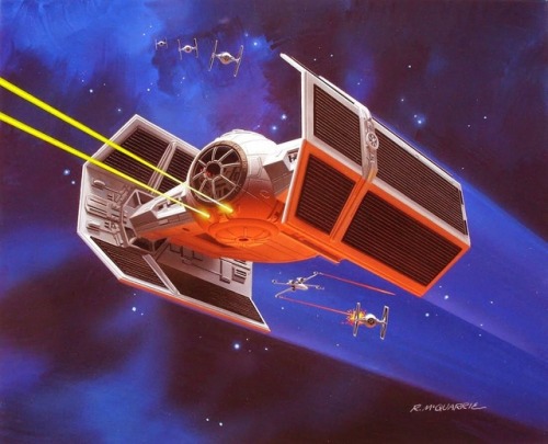 X-Wing vs. TIE Fighter: 1990s Star Wars merchandise art by Ralph McQuarrie.