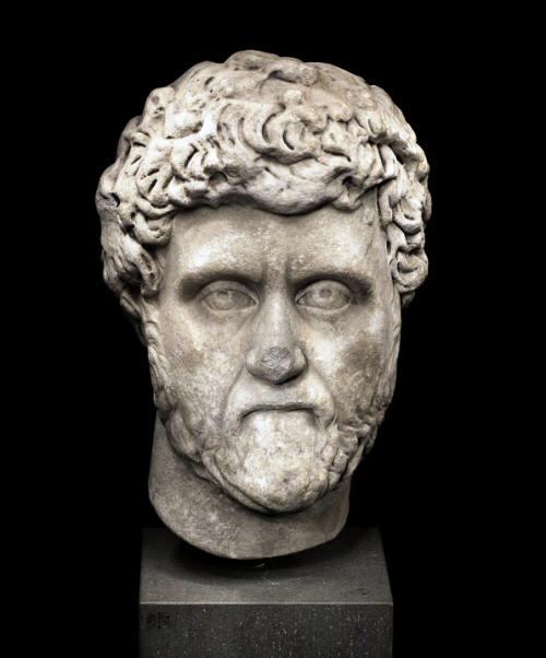 archaicwonder:Roman Marble Head of Lucius Aelius Caesar, Antonine, Mid-2nd Century ADOver life-size,