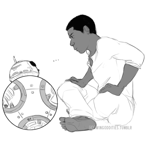 drawingoddities:My last (and super late! aaa) doodle prompt was from johnbuoyega: finn and bb-8 spea