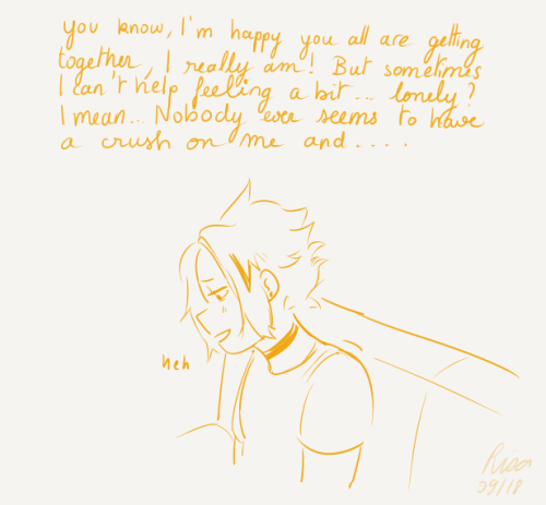 risartblog:Extremely self indulgent thing about how everyone has a huge crush on Kaminari Denki, bc 