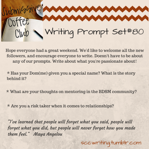 hisgoodgirltreasure: sccwriting:  Writing Prompt Set #80 *  Has your Dom(me) given you a special nam