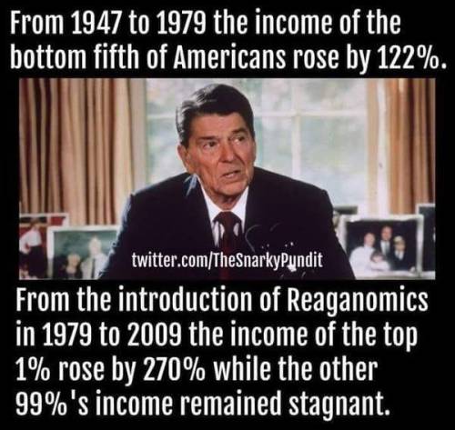 wilwheaton:  vbartilucci:So SO many things contributed to this statistic, but the core of them all may be that the moment the super-rich were not MADE to share the success of their companies’ profits with the workers…they didn’t. Reagan was a fucking