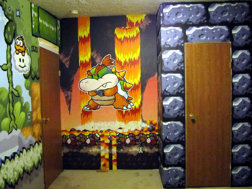 alienpanda:Amazing room painted in a Yoshi’s Island theme!!!