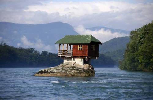 keepingitneutral:House Built on a Rock on the river Drina, Bajina Basta, Serbia