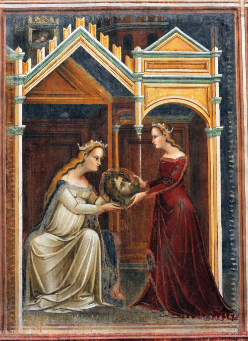 Salome offering John the Baptist&rsquo;s head to her mother Herodias, 1350-1360 fresco from the sanc