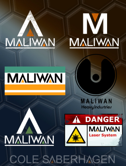 cole-saberhagen:Maliwan logos and background texture created from scratch in Photoshop. Some of