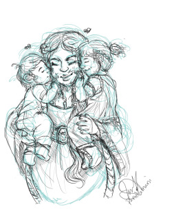 Pandamani:  Kisses For Mommy. I Was Originally Just Gonna Draw Dís -But I’m Drawing