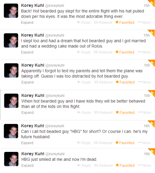 tyleroakley:  mintytroye:  The Epic Love Story of Korey and Hot Bearded Guy in its entirety.   #FollowFriday 