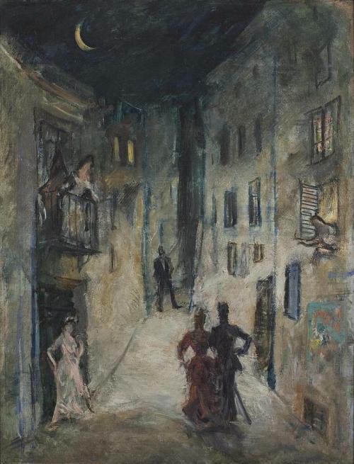 The Alley with the Crescent Moon   -   Hans Meid  1926German 1883-1957Oil on canvas, 1926, Dr. Paul 