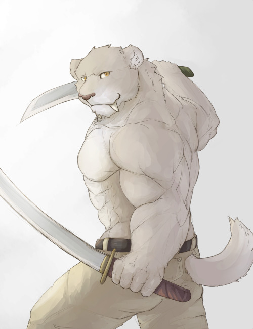 ralphthefeline:  Saber-toothed tiger anthro with blades.