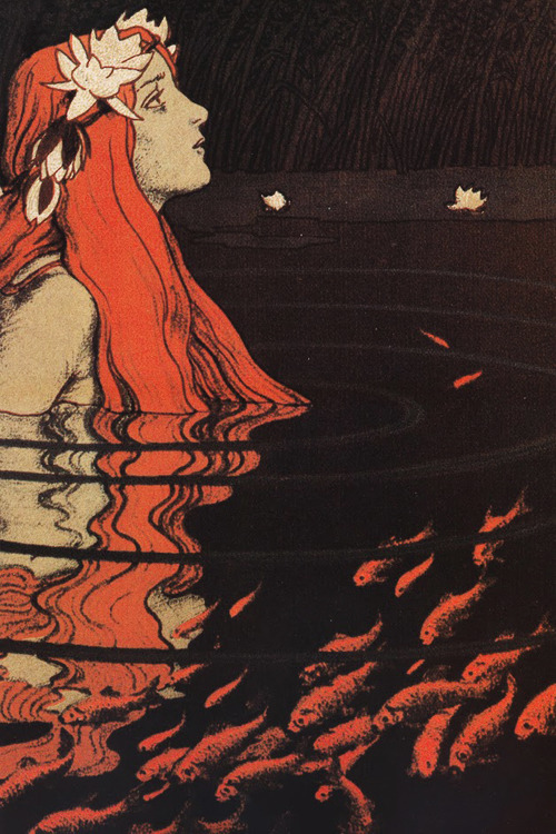 vintagegal:Franz Hein- Mermaid in a Pool with Goldfish (Nixe im Goldfischteich),