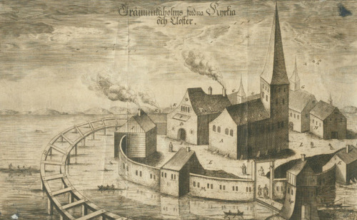 Eric Geringius (after a woodcut from 1524) - Grey Friar&rsquo;s Abbey, Stockholm (1726).In 1527, fol