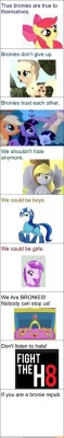 captain-zel:  shadowstar-and-novastar:  bronyatheart:  This is what i want everyone to see! Believe in yourself as much as i do!  Fight the H8 m8  Well, this speaks for my friend, hes a brony. 