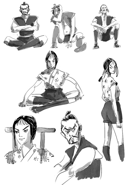 sketches using kyle webster’s inktober brushesseven samuraihidden fortressgintamarandom vintag