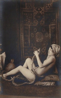 Les-Sources-Du-Nil:  Anonymous. Nude Snake Charmer, Circa 1920’S