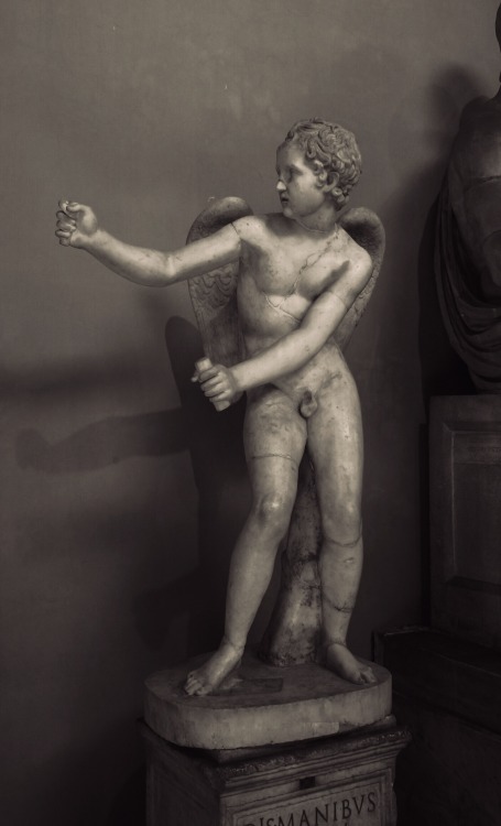 facesofthepast:Statue of Eros bending his bow.A copy from Hadrian’s era of a bronze statue made by L