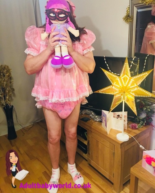 #Sissy #abdl #adultbaby in a #SissyBaby dress &amp; #adultdiaper at #NannyBettys #abdlnursery