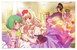 ebata risa macross macross frontier bobby margot matsuura nanase ranka lee saotome alto sheryl nome cleavage crossdress kimono megane trap | #182119 | yande.re