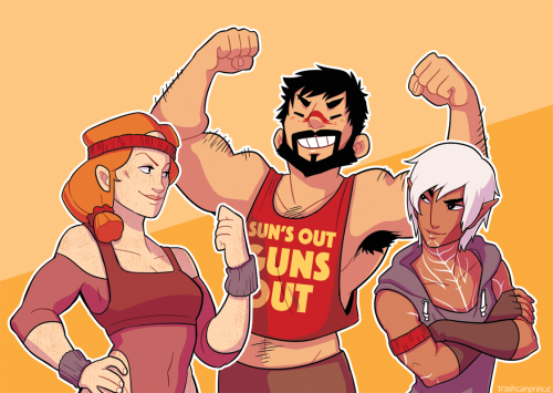 trashcanprince:here’s another print ill have at melb comiccon warriors in fitness gear :D