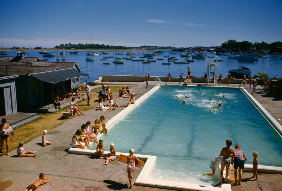 natgeofound:  People swim in a pool at the Scituate Yacht Club in Massachusetts overlooking