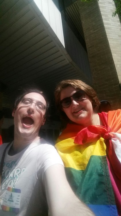 centralkvetchmonolith:Me and Sarah @prairieblooms marched with the JPride contingent today ^_^yay!!!