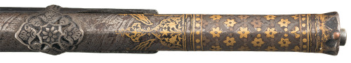 Ornate gold, silver, and pearl decorated flintlock Jezail, Afghanistan, 19th century.