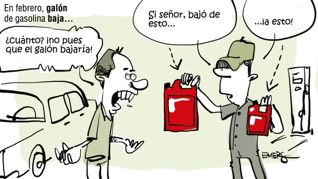 En febrero, galón de gasolina baja…
Caricatura de Emer’s publicada el lunes 2 de febrero de 2015 en El Colombiano