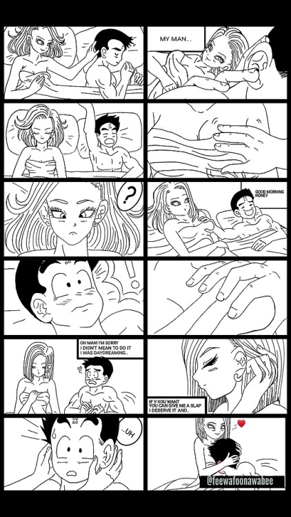 chestnutisland:  KRILLIN’S ALWAYS SO RESPECTFUL TO 18.. BUT HE SHOULD UNDERSTAND SHE DOESN’T MIND HIM TOUCHING HER…