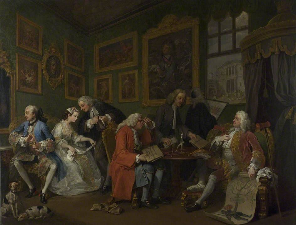 William Hogarth (London, 1697 - 1764); Marriage à la mode: the marriage settlement,