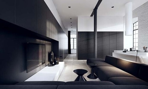 thedesignwalker:Tamizo: Interior Design, Black And White, Dream House, Livingroom, Living Room, Mode