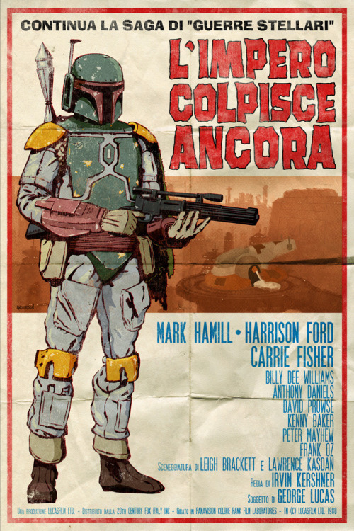 Carteles de la trilogia Star Wars al estilo del las películas de tipo Spaghetti western. Un trabajo 