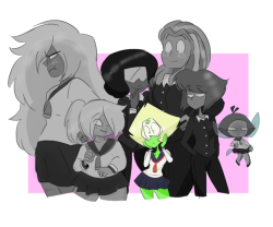 “Hi! My name’s Peridot, and with all these girls around I can’t choose just one! Whatever shall I do??”(lordsauronthegreat)